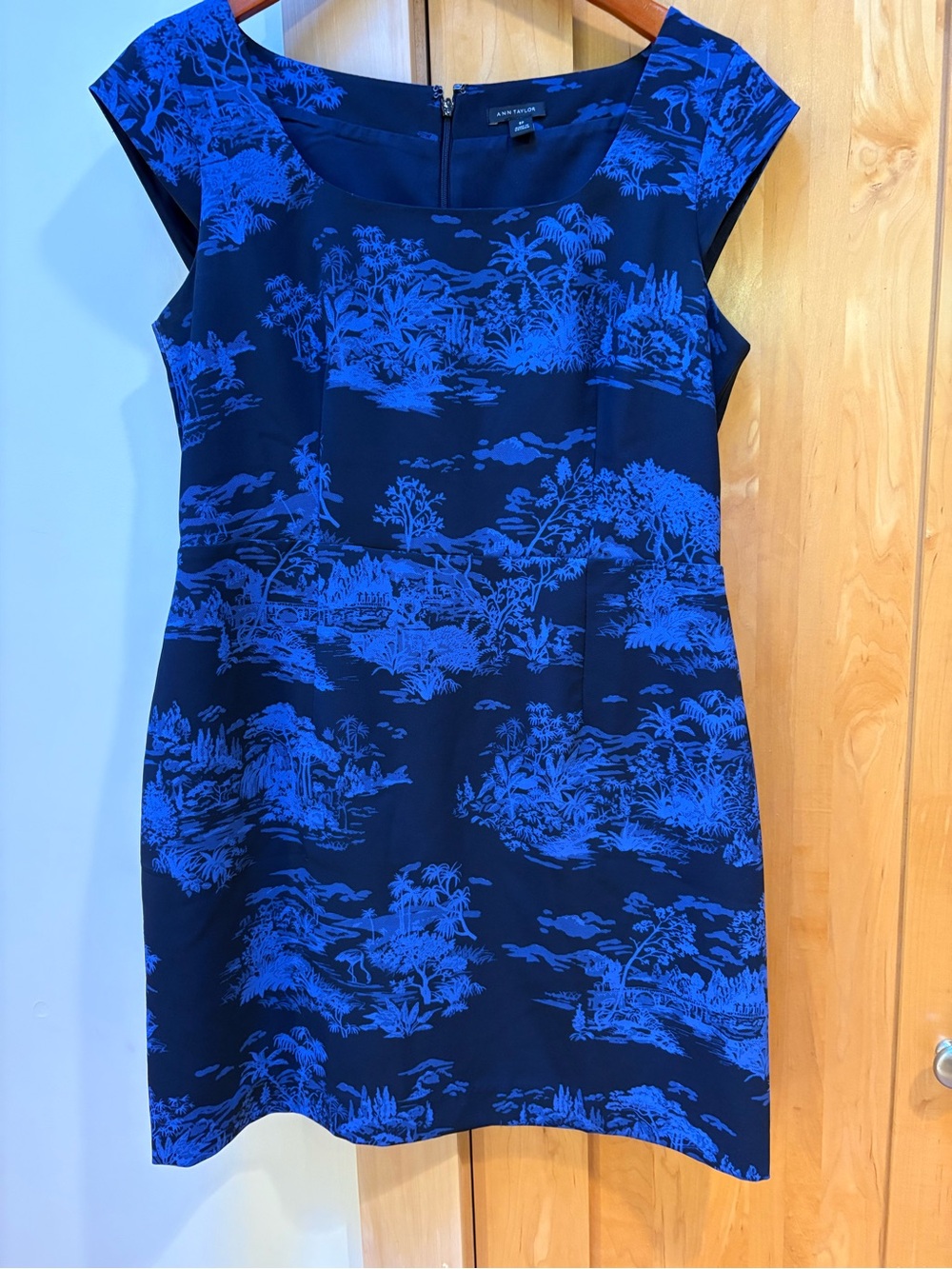 Ann Taylor 8P Black & Blue Oriental Printed Mini Dress